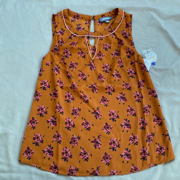 Modcloth Tops - Size XXS Modcloth Floral Print Orange Sleeveless Blouse